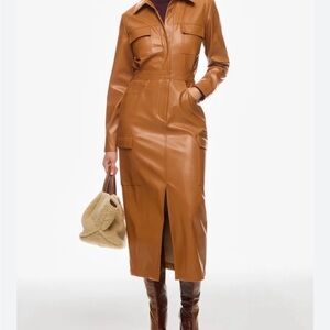 Marissa Webb Faux Leather MIDI Dress. Preloved Size 12
